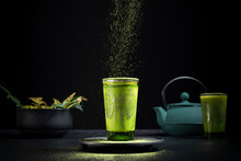 Glass With Green Matcha Tea