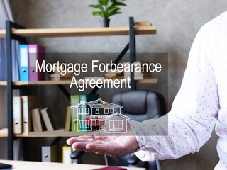 Wall Mural - Mortgage forbearance agreement is shown on the business photo using the text