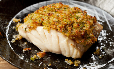 Wall Mural - Appetizing fish fillet baked with breadcrumbs