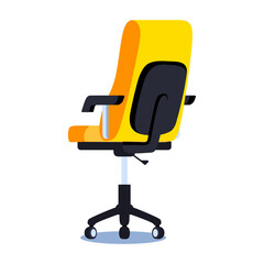 Office chair vector icon. Flat vector illustration of an empty office desk chair rear view.