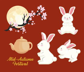 Sticker - icons of mid autumn festival