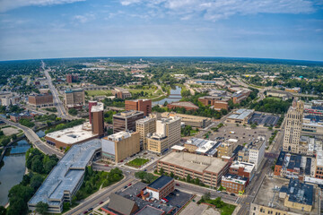 Wall Mural - Aerial View of Downtown Flint, Michigan in Summer