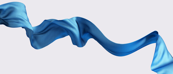 Blue dynamic Cloth silk scarf movement, floating fabric background, 3d rendering elegant silk textiles fly