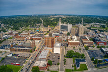 Aerial View Of Downtown Pontiac, Michigan During Summer