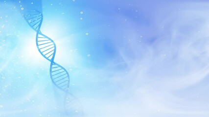 Poster - abstract colorful dna chain with binary data numbers rotation animation.
