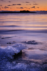 Wall Mural - sunset over the frozen lake