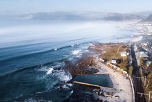 St James Tidal Pool In Kalk Bay, Cape Town. Early Morning Mist Is Hanging Low. 