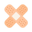 Sticking plaster icon, crossed adhesive bandage or band aid - flat design illustration, isolated, white background