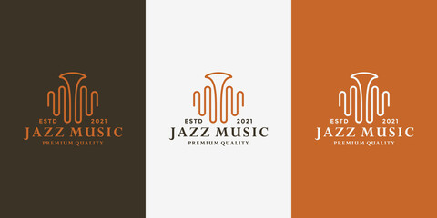 wave music jazz logo design template for musician, musical instrument shop