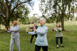 © McKinsey Jordan/Stocksy - Seniors Engage in a Martial Arts Workout in the Park