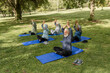 © McKinsey Jordan/Stocksy - Senior Citizens Stretch Together in the Park