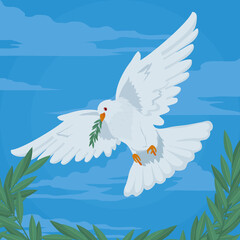 Wall Mural - dove and olive branches