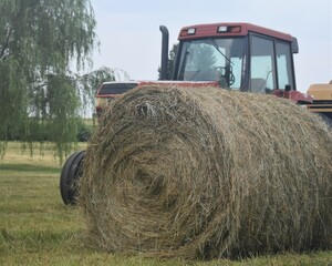 Sticker - Hay Bale by a Tractor