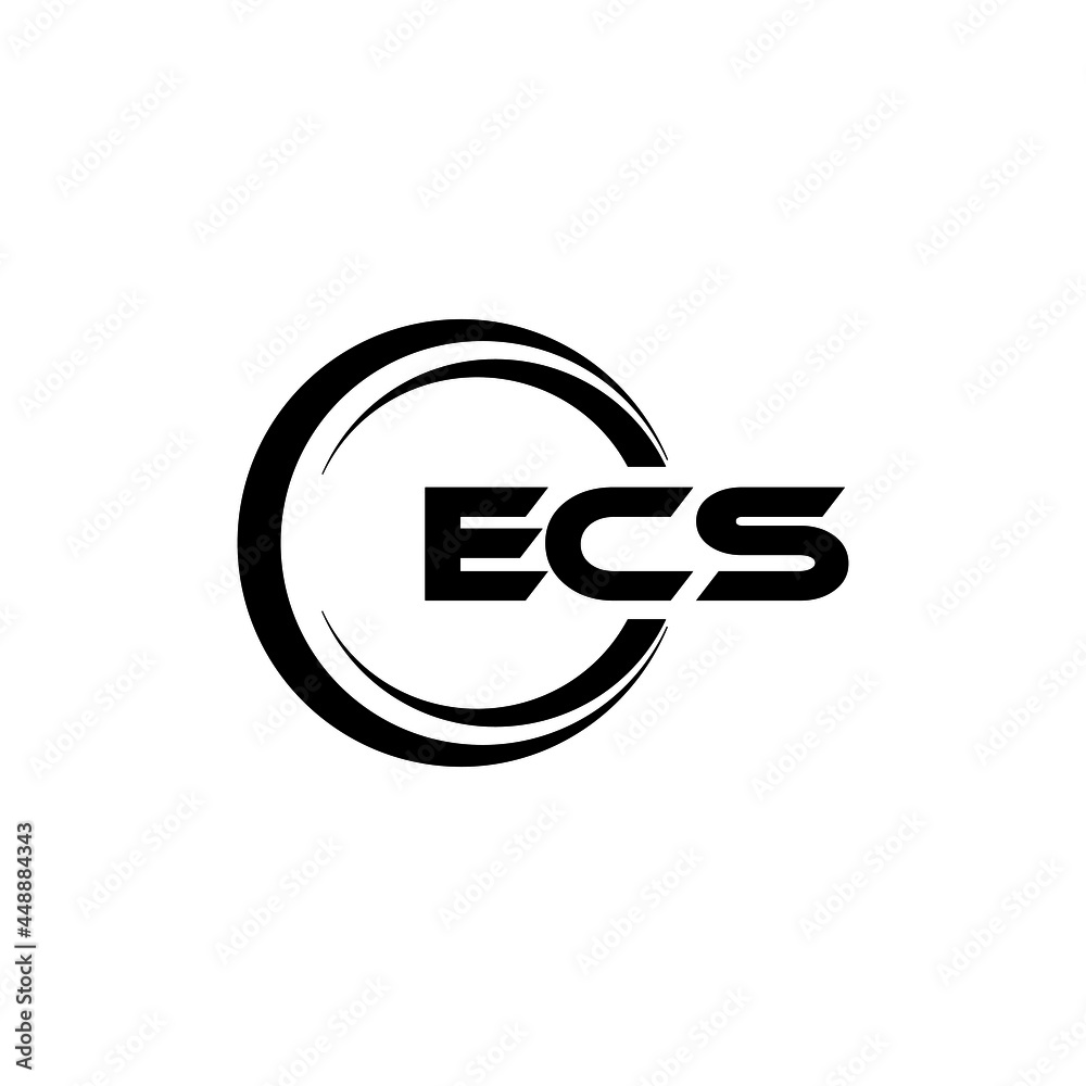 ECS letter logo design with white background in illustrator, vector ...