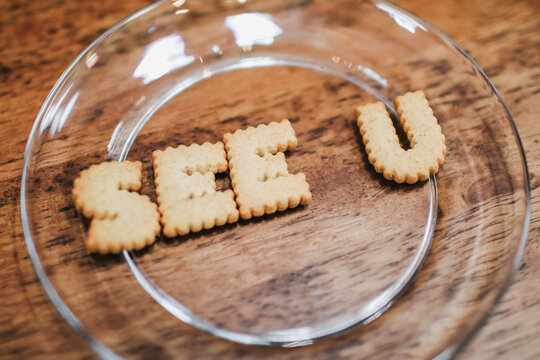 Inscription made of cookies 