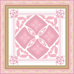 Poster - Vector ornament paisley Bandana Print. Silk neck scarf or kerchief square pattern design style, best motive for print on fabric or papper.