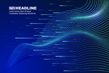 Poster - Light and particle lines constitute the big data background of Internet technology