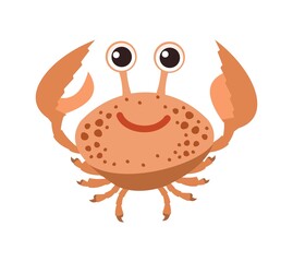 Krab. Wild animals. Underwater world. Aquarium or tropical marine. Isolated on white background. Illustration in cartoon style. Flat design. Vector art