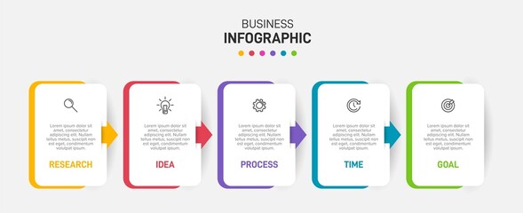 Infographic design with icons and 5 options or steps. Thin line vector. Infographics business concept. Can be used for info graphics, flow charts, presentations, web sites, banners, printed materials.