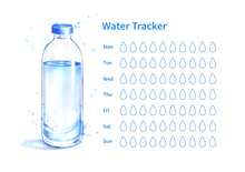 Water Tracker With Bottle Of Water