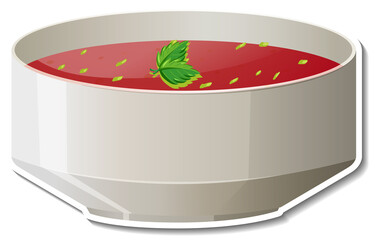 Bowl of tomato soup sticker on white background