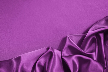 Wall Mural - Beautiful purple pink silk satin background. Soft folds on shiny fabric. Luxury background with copy space for design. Web banner. Valentine's day, birthday.