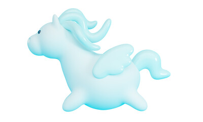 Cute little pegasus flying isolated on white background. 3d rendering