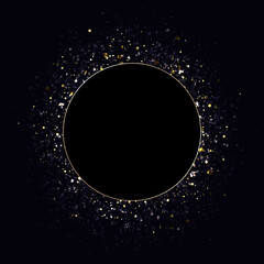 Wall Mural - Vector round gold frame with glitter and flares.