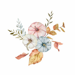 Wall Mural - a watercolor vector postcard for thanksgiving isolated on white background.