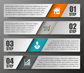 Fototapete - Modern minimal arrow elements for business infographics. Material style. Vector illustration. Can be used for workflow layout, brochure, diagram, chart, number and step up options, web design