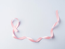 Breast Cancer Awareness Pink Ribbon Symbol On Gray Background
