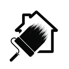 Wall Mural - repair house icon. black house icon with brush symbol. vector illustration. conceptual icon.