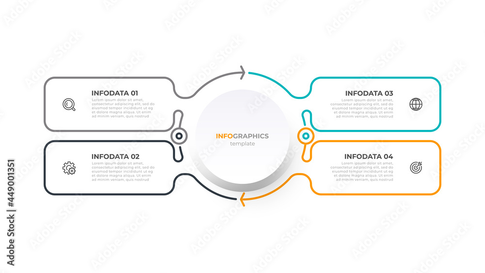 Business infographic template thin line design with icons and 4 options ...