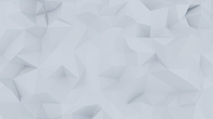 Poster - Spatial abstract geometric white triangles paper background. The triangular mosaic polygonal pattern on the wall. 3D rendering