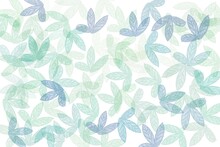 Watercolor, Leaves, Green, Blue, Pattern, White Background. For Fabric, Paper, Card Designs.