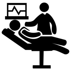 Icon of a doctor checking the patient's heart rate