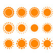 set of sun icon vector on white background