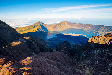 Sticker - Mount Rinjani crater and a shadow cast from the peak at sunrise