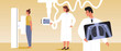 © Vikkymir Store - X-ray examination, doctors with patient, flat vector stock illustration with x-ray machine and lung examination as health care