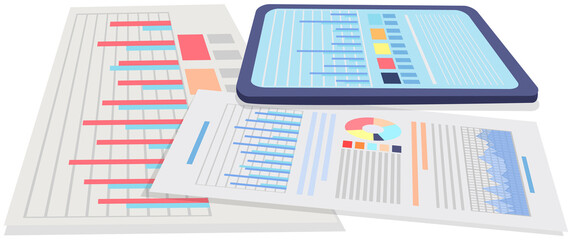 Poster - Visualize with business analytics. Work with statistical data analysis, changing indicators. Analyze statistical indicators, business data. Marketing research for presentation. Data financial report