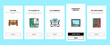 © vectorwin - Motel Comfort Service Onboarding Mobile App Page Screen Vector. Motel Building And Houses, Hotel Room With Bed And Wardrobe, Wifi Internet And Tv Illustrations