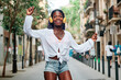 © Xavi - portrait of a black girl walking through the city