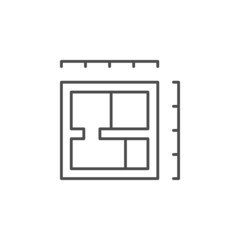 Poster - House blueprint line outline icon