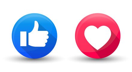Poster - Thumb up and heart icon on white background. Vector illustration.