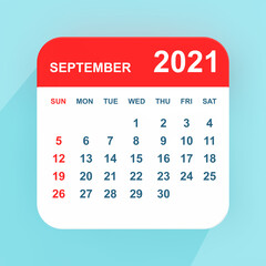 Aufkleber - Flat Icon Calendar September 2021. 3d Rendering