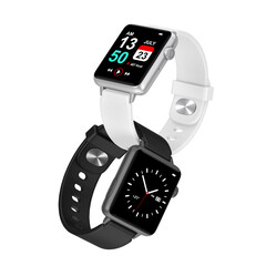 Aufkleber - Two Black and White Modern Smart Watch with Straps. 3d Rendering