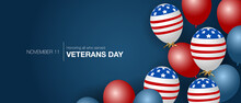 Honoring All Who Served, Thank You Veterans, Veterans Day, November 11. USA Ribbons And Flags