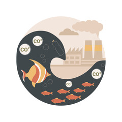 Poster - Ocean acidification abstract concept vector illustration. Environmental change, water acidification, ocean plastic pollution, carbon dioxide absorption, seawater contamination abstract metaphor.