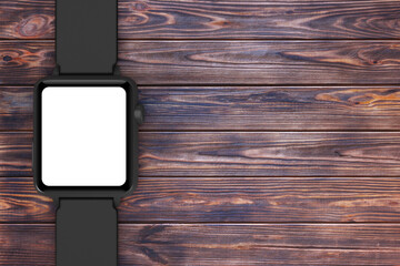 Aufkleber - Black Modern Smart Watch Mockup and Strap with Blank Screen for Your Design Closeup. 3d Rendering