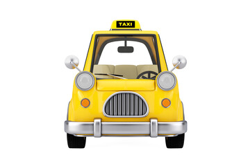 Fototapete - Yellow Cartoon Taxi Car. 3d Rendering
